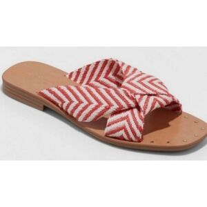 Universal Thread Louise Chevron print Knotted Sandals Red & Cream Size 11